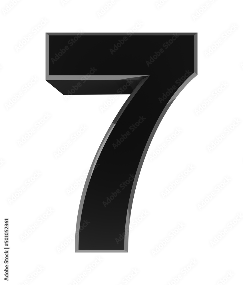 Number 7 black color isolated on white background 3D rendering Number 7 black color isolated on white background 3D rendering
