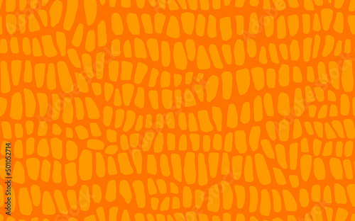 Abstract modern crocodile leather seamless pattern. Animals trendy background. Orange decorative vector illustration for print, fabric, textile. Modern ornament of stylized alligator skin