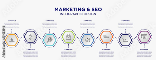 Billede på lærred marketing & seo concept infographic template with 8 step or option