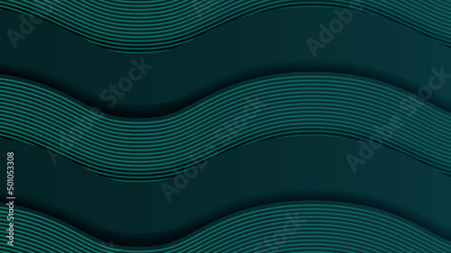 3D modern wavy lines on dark background. Overlap curve lines texture creative design. Vector illustrationwavy lines background photo