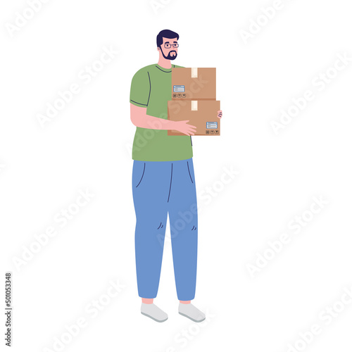 man lifting boxes