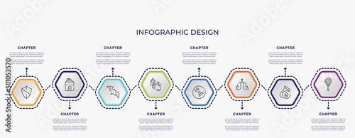 concept infographic template with 8 step or option. included antivirus, stayhome, hand wash, dna, pneumonia, loupe icons for abstract background.