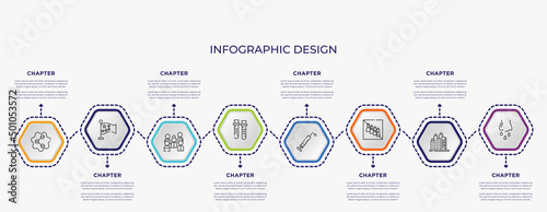 concept infographic template with 8 step or option. included social, china, blood sample, vaccine, no group, runny e icons for abstract background.