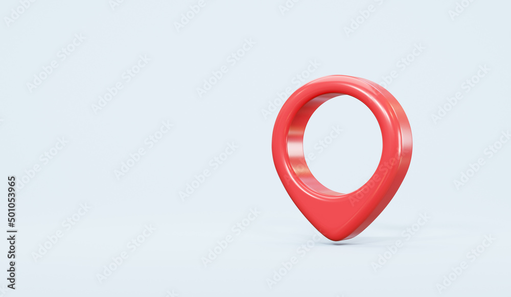 Red map pointer pin. Location symbol on blue background. 3d illustration. Red map pointer pin. Location symbol on blue background. 3d illustration.