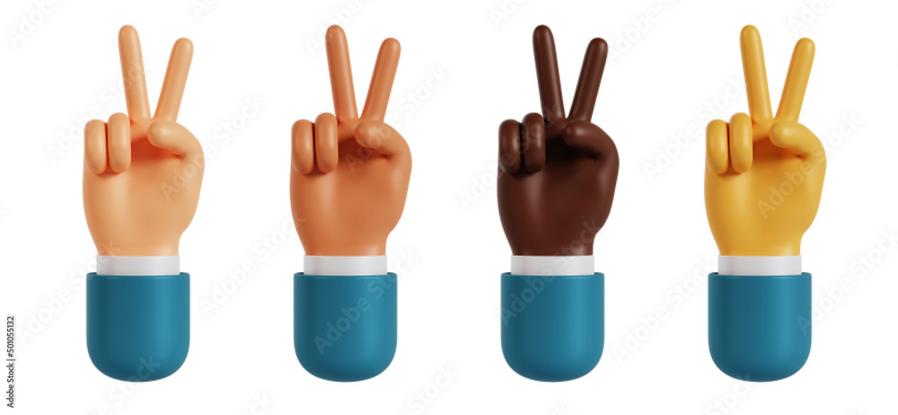 Fototapeta premium 3d hands peace gesture collection