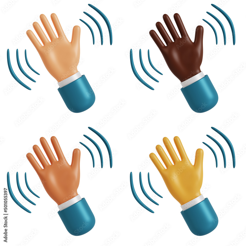 Fototapeta premium 3d hands waving gesture collection