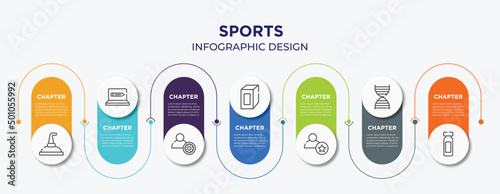sports concept infographic design template. included still, online education, engeneering, juice box, novice, dna structure, reusable bottle icons for abstract background.