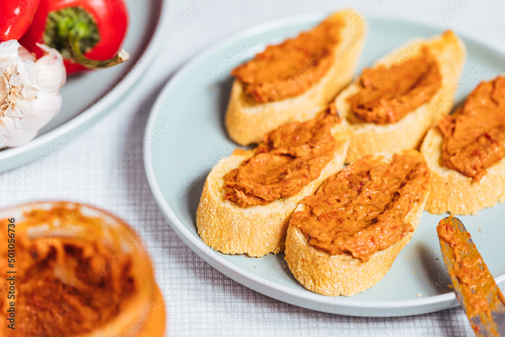 Spread called Ajvar from red peppers and eggplants Spread called Ajvar from red peppers and eggplants