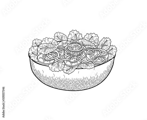 Vector illustration of a bowl of salad