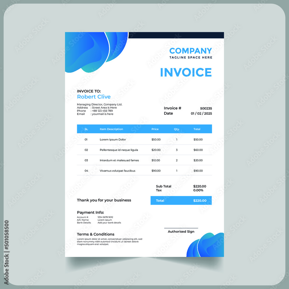 Creative shapes business invoice template in eps Creative shapes business invoice template in eps