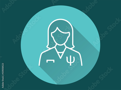 Psychologist icon with long shadow for graphic and web design.