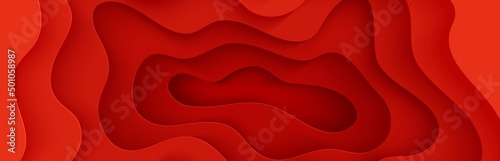 World Blood Donor Day poster in paper cut style. 3d red background with liquid waves. Vector card illustrations for leukemia or hemophilia concept. Medical health care flyer with inside view artery