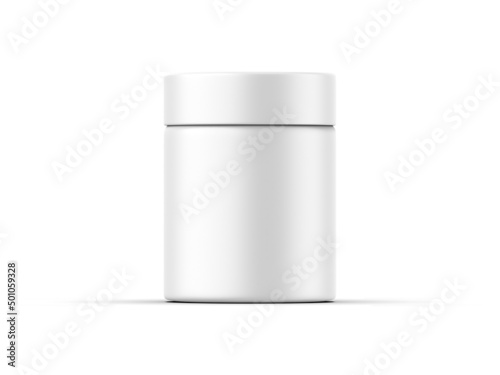 Matte jar mockup template on isolated white background, ready for design presentation, 3d render illustration