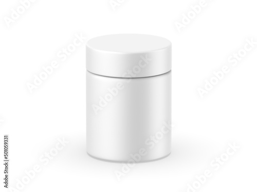 Matte jar mockup template on isolated white background, ready for design presentation, 3d render illustration