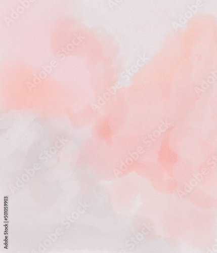 Sugar cotton pink clouds background. Glamour fairytale backdrop. Watercolor style texture. Fantasy pastel color