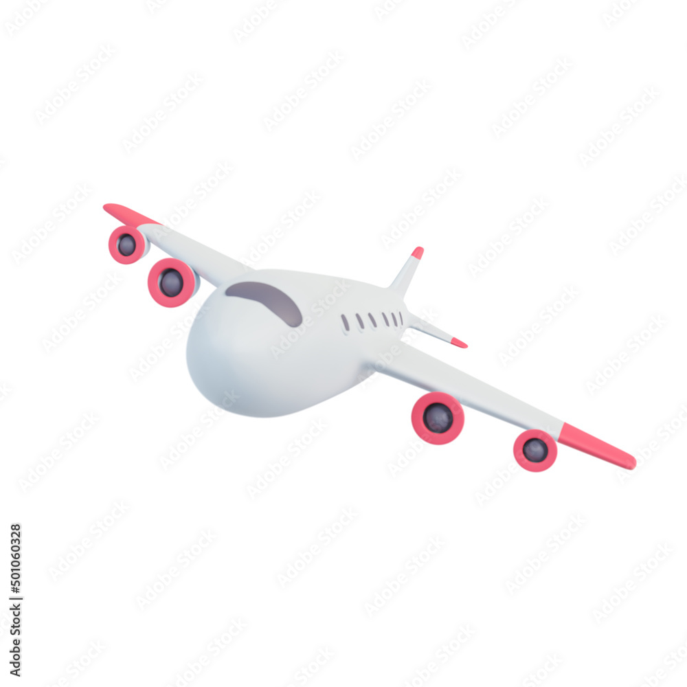 Passenger plane flying in the air. Holiday travel idea.3D Rendering. Passenger plane flying in the air. Holiday travel idea.3D Rendering.