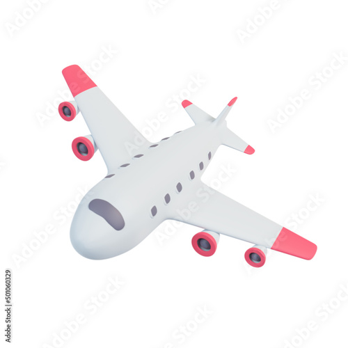Passenger plane flying in the air. Holiday travel idea.3D Rendering.