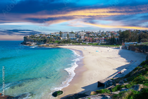  Aerial Drone View Bronte Beach houses  and street of Bondi Sydney NSW Australia