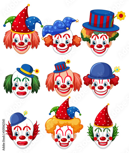Set of clown facial expression