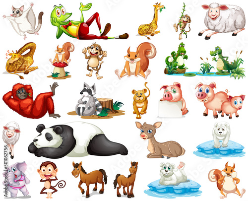 Set of animal cartoon character