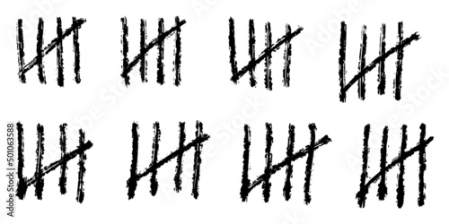 doodle Count bar. Count the days counted in slashes on the walls of a deserted island or prison. vector illustration.