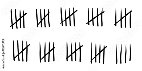 doodle Count bar. Count the days counted in slashes on the walls of a deserted island or prison. vector illustration.