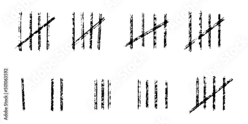 doodle Count bar. Count the days counted in slashes on the walls of a deserted island or prison. vector illustration.