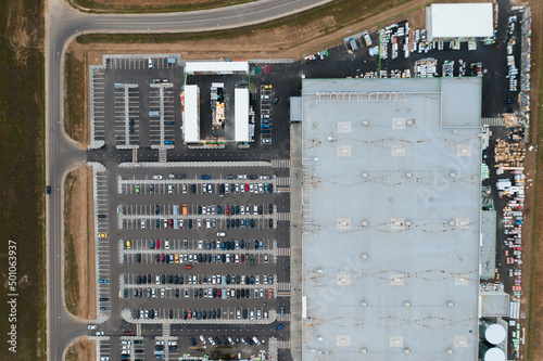 Top view of a large shopping center