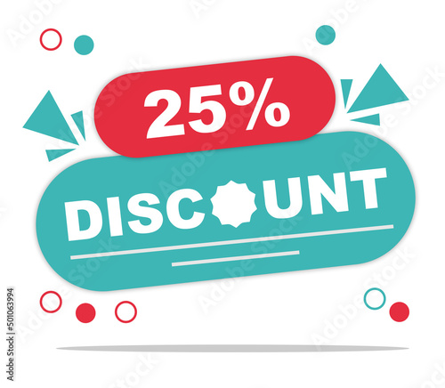 Offer 25 percent discount label isolated on white background. Special promo off price reduction badge vector illustration