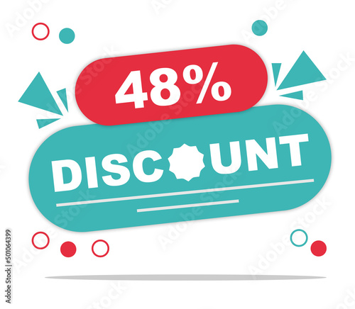 Offer 48 percent discount label isolated on white background. Special promo off price reduction badge vector illustration