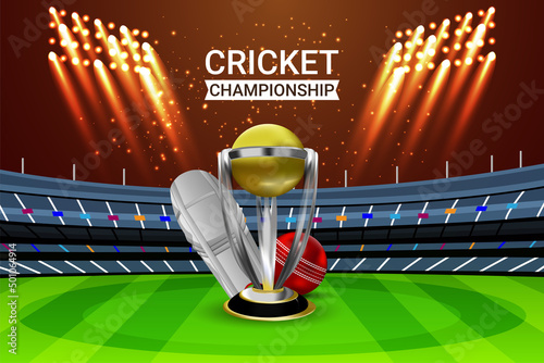 Cricket championship tournament card with vector illustration