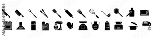 Fototapeta Naklejka Na Ścianę i Meble -  Kitchen icon vector set. cooking illustration sign collection. Cook symbol or logo.