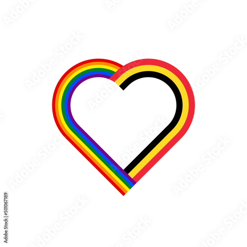 unity concept. heart ribbon icon of rainbow and belgium flags. vector illustration isolated on white background