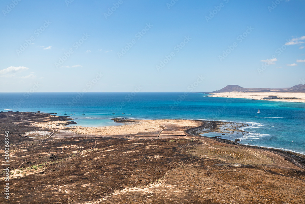 Panorama from Montaña La Caldera, Isla de Lobos, Fuerteventura, Spain
