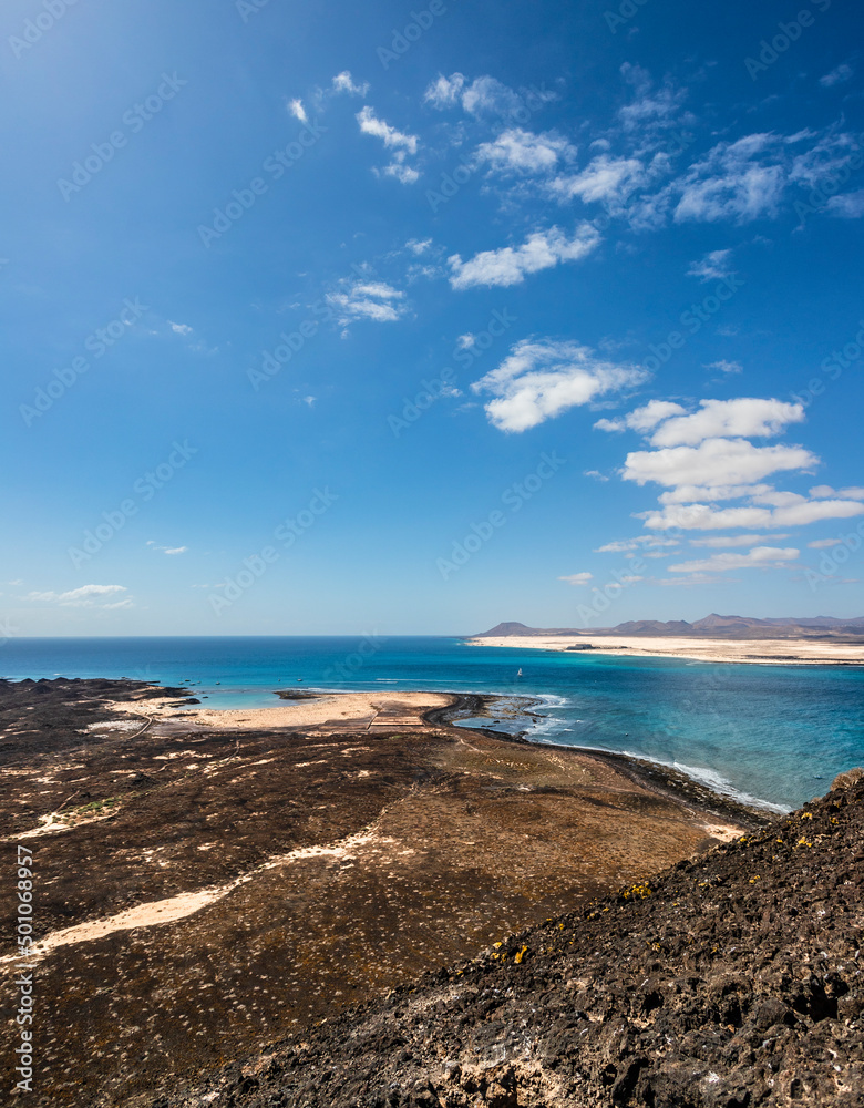 Panorama from Montaña La Caldera, Isla de Lobos, Fuerteventura, Spain