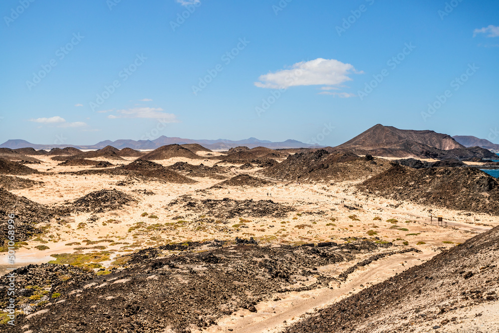 Panorama from Isla de Lobos in Fuerteventura, Spain.