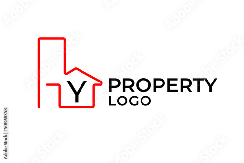 letter Y minimalist outline building vector logo design element
