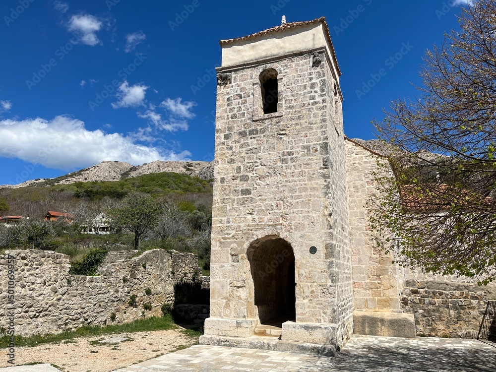 Famous chapel in Baska, Krk island, Croatia where Bascanska table was found