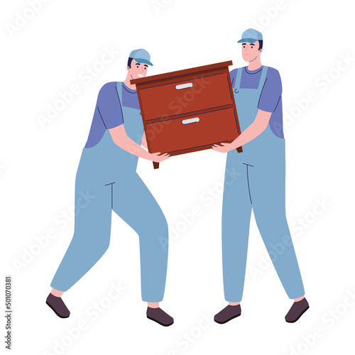 moving workers lifting drawer