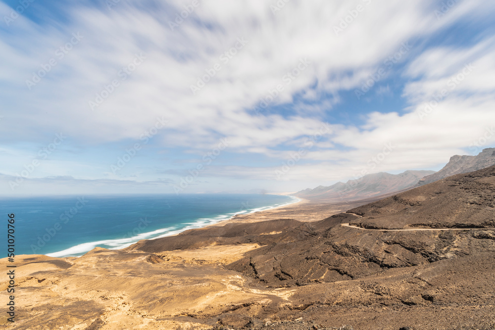 Cofete Beach Viewpoint in Fuerteventura, Spain.