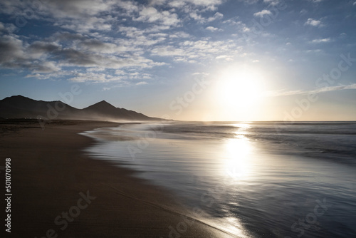 Cofete Beach at sunset in Fuerteventura, Spain. © Alessandro Persiani