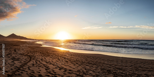 Cofete Beach at sunset in Fuerteventura, Spain. © Alessandro Persiani