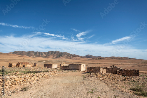 Abandoned houses near Tuineje, Fuerteventura, Spain.