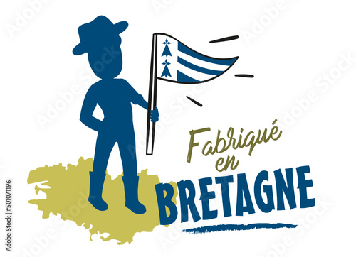 Logo fabriqué en Bretagne, producteur breton, et drapeau de Bretagne