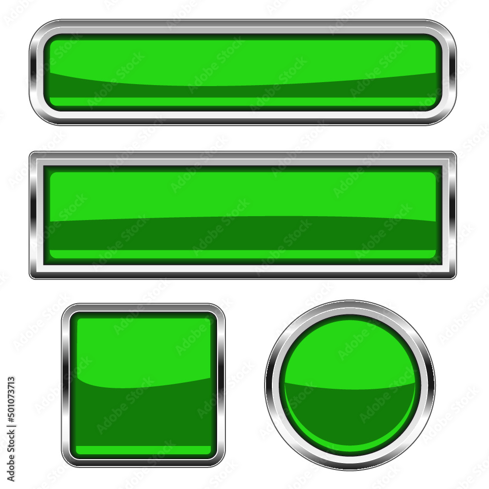 Dark green glass buttons isolated on a white background Dark green glass buttons isolated on a white background