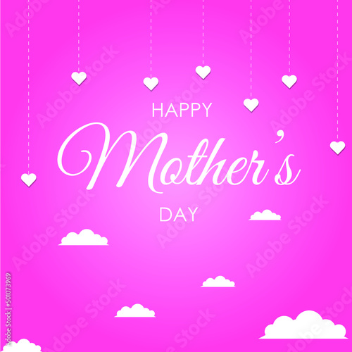 Happy mother's day lettering with beautiful love and cloud vector. mother's day vector. mother's day greeting card.