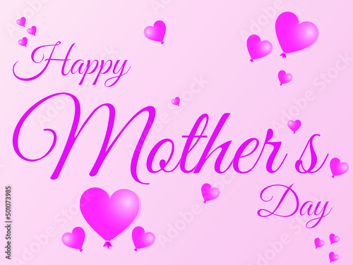 Happy mother's day lettering with realistic love balloon. Mother's day lettering card.