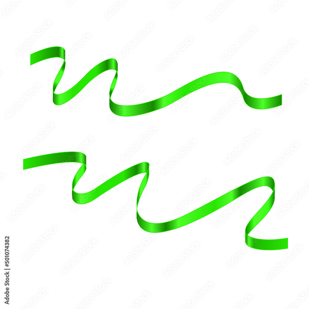 Decorative Green Satin Ribbons isolated on a white background Decorative Green Satin Ribbons isolated on a white background