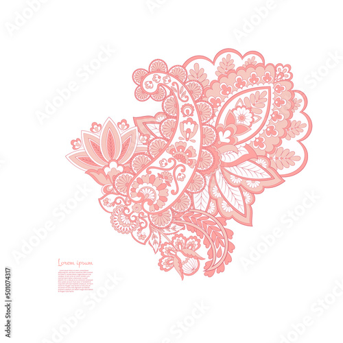 Paisley Vector Pattern. Floral Isolated Asian Illustration © antalogiya