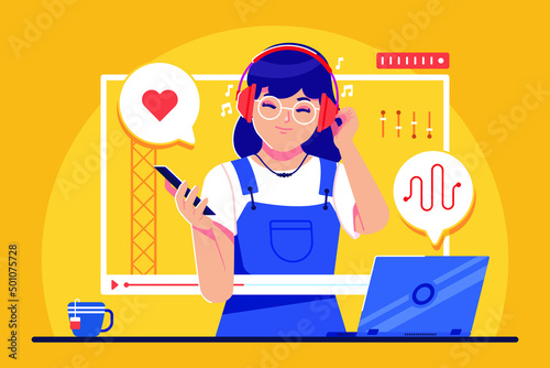 live streaming music illustration concept